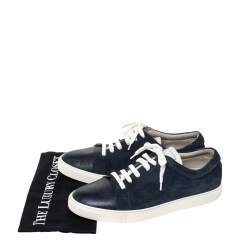 Brunello Cucinelli Blue Suede and Leather Lace Up Low Top Sneakers Size 43.5