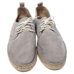 Brunello Cucinelli  Grey Nubuck Lace Up Espadrille Size 45  