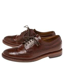 Brunello Cucinelli Brown Leather Brogue Lace Up Oxfords Size 42