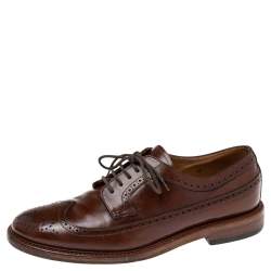 Brunello Cucinelli Brown Leather Brogue Lace Up Oxfords Size 42