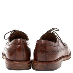 Brunello Cucinelli Brown Leather Brogue Lace Up Oxfords Size 42