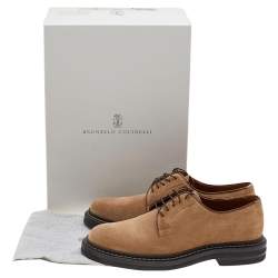 Brunello Cucinelli Beige Suede Beaver Lace Up Derby Size 41