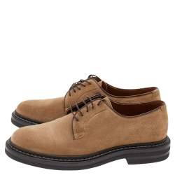 Brunello Cucinelli Beige Suede Beaver Lace Up Derby Size 41