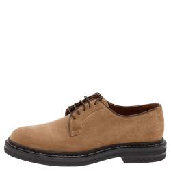 Brunello Cucinelli Beige Suede Beaver Lace Up Derby Size 41
