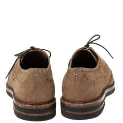 Pre Owned Brunello Cucinelli Brown Brogue Leather Lace Up Derby Size 41