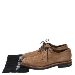 Pre Owned Brunello Cucinelli Brown Brogue Leather Lace Up Derby Size 41