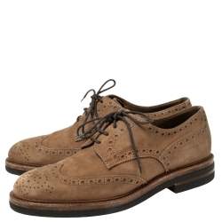 Pre Owned Brunello Cucinelli Brown Brogue Leather Lace Up Derby Size 41