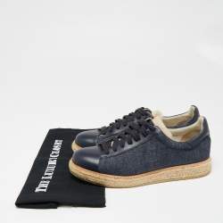 Brunello Cucinelli Blue Leather and Canvas Low-Top Sneakers Size 40