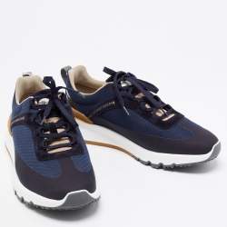Brunello Cucinelli Blue Fabric And Suede Trimmed Sneakers Size 42