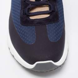 Brunello Cucinelli Blue Fabric And Suede Trimmed Sneakers Size 42