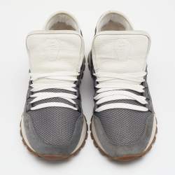 Brunello Cucinelli Grey Mesh And Suede Low Top Sneakers Size 40