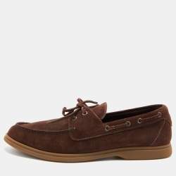 Brunello Cucinelli Dark Brown Suede Penny Slip On Loafers Size 44