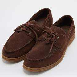 Brunello Cucinelli Dark Brown Suede Penny Slip On Loafers Size 44