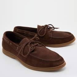 Brunello Cucinelli Dark Brown Suede Penny Slip On Loafers Size 44