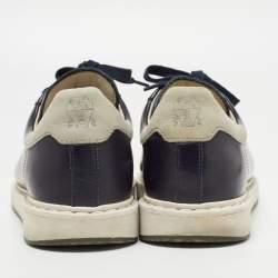 Brunello Cucinelli Blue Suede And Leather Lace Up Low Top Sneakers Size 40