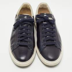 Brunello Cucinelli Blue Suede And Leather Lace Up Low Top Sneakers Size 40