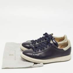 Brunello Cucinelli Blue Suede And Leather Lace Up Low Top Sneakers Size 40