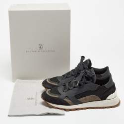 Pre Owned Brunello Cucinelli Black Suede and Fabric Low Sneakers Size 41