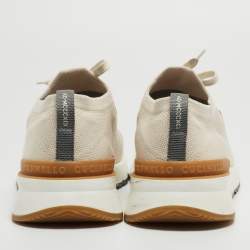 Brunello Cucinelli Cream Knit Fabric Low Top Sneakers Size 45