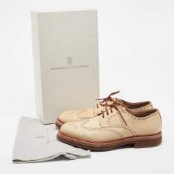 Brunello Cucinelli Brown Nubuck Leather Brogue Lace Up Derby Size 42.5