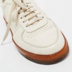 Brunello Cucinelli Cream Leather Low Top Sneakers Size 42