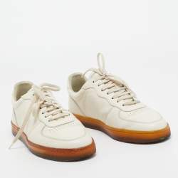 Brunello Cucinelli Cream Leather Low Top Sneakers Size 42