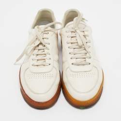 Brunello Cucinelli Cream Leather Low Top Sneakers Size 42