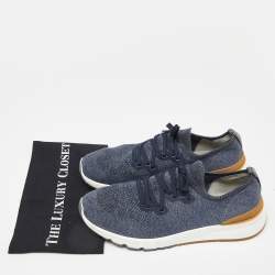 Brunello Cucinelli Grey Knit Fabric Low Top Sneakers Size 45