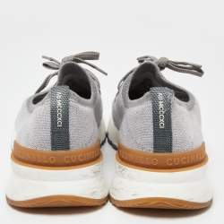 Brunello Cucinelli Grey Knit Fabric Low Top Sneakers Size 45