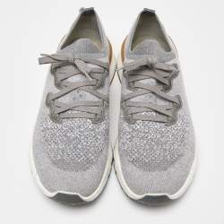 Brunello Cucinelli Grey Knit Fabric Low Top Sneakers Size 45