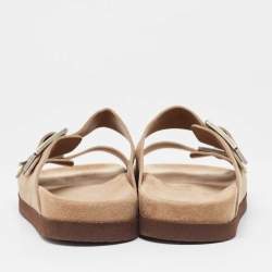 Brunello Cucinelli Beige Suede Flat Slides Size 41