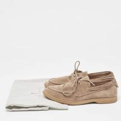 Brunello Cucinelli Brown Suede Slip On Boat Loafers Size 41