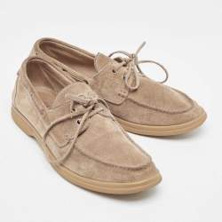 Brunello Cucinelli Brown Suede Slip On Boat Loafers Size 41