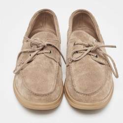 Brunello Cucinelli Brown Suede Slip On Boat Loafers Size 41