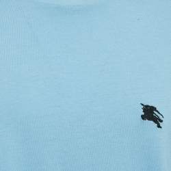 Pre Owned Burberry Brit Powder Blue Cotton Crew Neck Tunworth T-Shirt XXXL