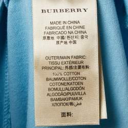Pre Owned Burberry Brit Powder Blue Cotton Crew Neck Tunworth T-Shirt XXXL