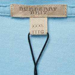 Pre Owned Burberry Brit Powder Blue Cotton Crew Neck Tunworth T-Shirt XXXL