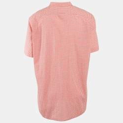 Burberry Brit Red Gingham Cotton Short Sleeve Button Down Shirt 3XL
