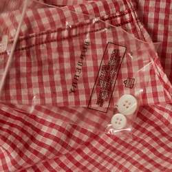 Burberry Brit Red Gingham Cotton Short Sleeve Button Down Shirt 3XL