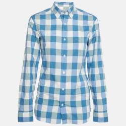 Pre Owned Burberry Brit Blue Checks Cotton Long Sleeve Shirt XS