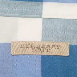 Pre Owned Burberry Brit Blue Checks Cotton Long Sleeve Shirt XS