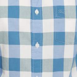 Pre Owned Burberry Brit Blue Checks Cotton Long Sleeve Shirt XS