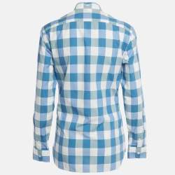 Pre Owned Burberry Brit Blue Checks Cotton Long Sleeve Shirt XS