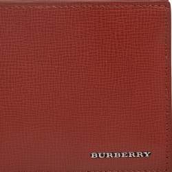 Pre Owned Burberry Brown Leather Bifold Wallet