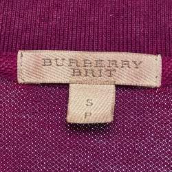 Pre Owned Burberry Brit Purple Cotton Pique Knit Logo Embroidered Polo T-Shirt S