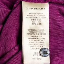 Pre Owned Burberry Brit Purple Cotton Pique Knit Logo Embroidered Polo T-Shirt S