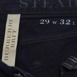 Pre Owned Burberry Brit Navy Blue Cotton Slim Fit Steadman Jeans S Waist 29"
