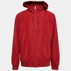 Burberry Brit Dark Red Synthetic Hooded Jacket XL 