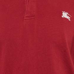 Pre Owned Burberry Brit Red Logo Embroidered Cotton Pique Polo T-Shirt XL