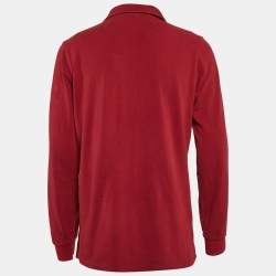 Pre Owned Burberry Brit Red Logo Embroidered Cotton Pique Polo T-Shirt XL